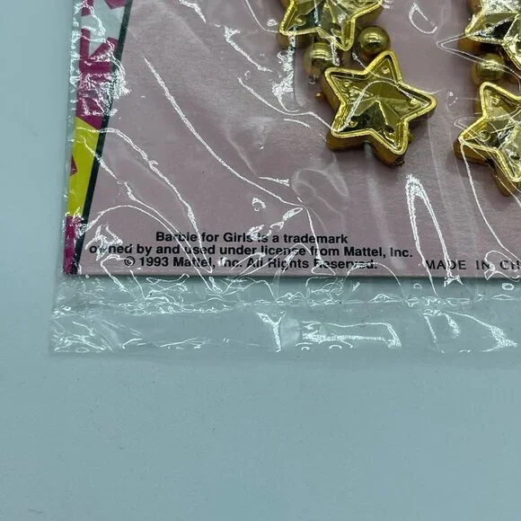 Barbie Clip On Earring Gold Stars Plastic Lightweight - Picture 4 of 7